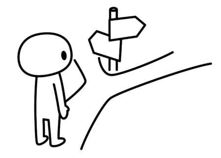決断をせまられた人のイラスト