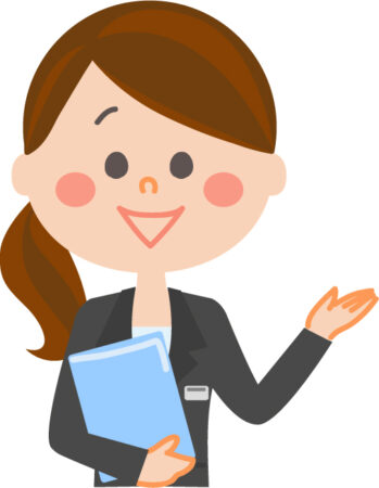 説明する女性のイラスト