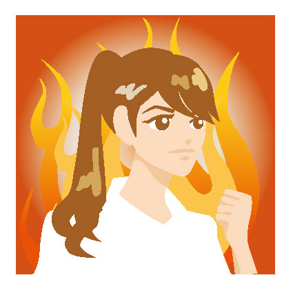 闘志を燃やす女性のイラスト
